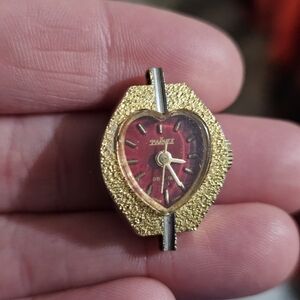 Gold and Red Heart-Shaped Women's Watch